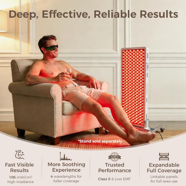 Red Light Therapy Panel, 4 Wavelengths Full Body Infrared Light Therapy, 300 Elite Grade Dual Chip Leds, FSA-HSA Red Light Device at Home, Ideal for Body, Face. Modular Design.