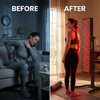 Red Light Therapy Panel Device – Full Body Panel, 630Nm 660Nm 810Nm 850Nm Red & near Infrared Light Therapy, 300 Quad Chip Leds, Brightness Control, Pulse Mode – ULTRA1500 — Before & After