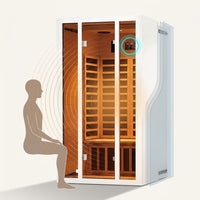 2 Person Extendable FAR Infrared Sauna for Home, Hemlock Wood Low EMF 6 Carbon Heaters Indoor Saunas with LED Lights, Bluetooth Speaker, Digital Control Panel, and Seating Bench — How It Works