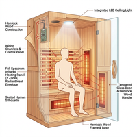Infrared Home Sauna Room for 2 Persons Sauna Spa Room Hemlock Wood Infrared Sauna Cabin Dry Sauna with Full Spectrum Radiator, LED Light, Bluetooth, MP3, USB (2 Person Sauna Room) — How It Works