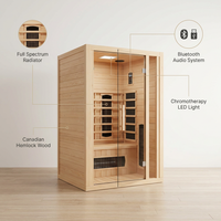 Infrared Home Sauna Room for 2 Persons Sauna Spa Room Hemlock Wood Infrared Sauna Cabin Dry Sauna with Full Spectrum Radiator, LED Light, Bluetooth, MP3, USB (2 Person Sauna Room) — infographic